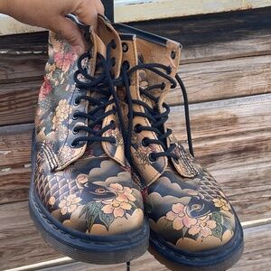 Doc Martens X Evisu Wagara Tattoo Koi Fish Floral Boots